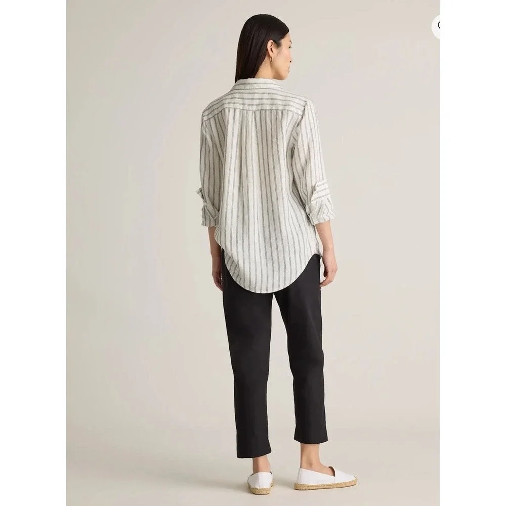 Quince 100% organic cotton poplin Pull-On Pants Womens XS Black Straight Elastic